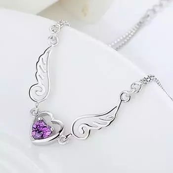 Популярное ожерелье из стерлингового серебра 925 пробы с крыльями ангела в форме сердца для женщин, ювелирные изделия, подарок на свадьбу, вечеринку, день рождения белый