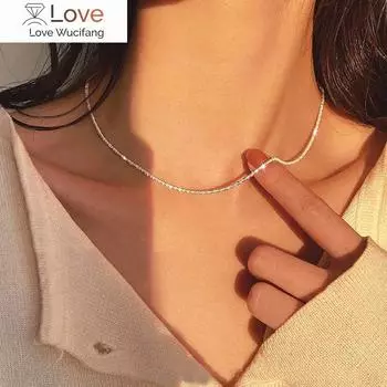 Популярное ожерелье на ключицу, ожерелье с водной рябью, женская серебряная блестящая цепочка, ювелирные изделия для свадебной вечеринки, подарок, новое ожерелье