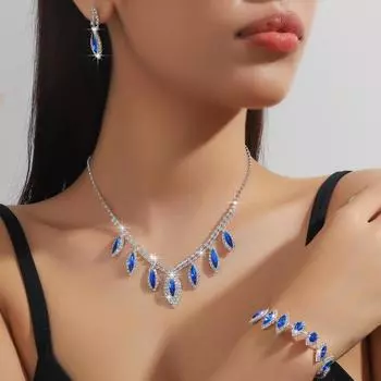 Популярное ожерелье с каплями воды в виде конского глаза, серьги, комплект из двух предметов, свадебная праздничная одежда, универсальные модные аксессуары для женщин