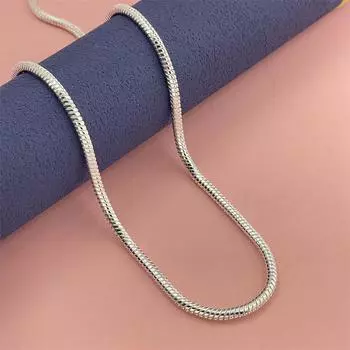 Популярное серебряное колье 925 пробы «Змеиная кость» 3 мм, 40-75 см – Модное в Европе и Америке 40CM
