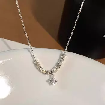 Популярное серебряное ожерелье со стразами для женщин на осень и зиму, легкая роскошь, новая нишевая цепочка для свитера, ощущение высокого класса 41cm