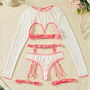 Популярное сетчатое перспективное сексуальное нижнее белье с кольцами для ног, поясной комплект для скульптурирования тела S