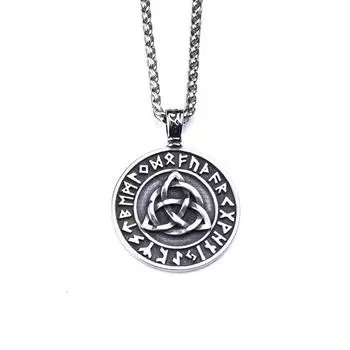 Популярное скандинавское ожерелье с подвеской в виде руны Одина из нержавеющей стали викингов с кельтским узлом 60CM