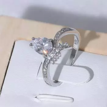 Популярное стильное кольцо с кубическим цирконием, блестящее, класса ААА, для посещения банкетов, мероприятий, подарков на годовщину, высококачественные ювелирные аксессуары для бутика 8 белый