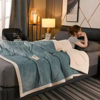 Популярное толстое трехслойное одеяло из молочного бархата, овечье кашемировое одеяло на осень и зиму, теплое одеяло с кондиционером 100x150cm