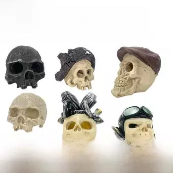 Популярное украшение в виде черепа: Укрытие для лазающих питомцев, таких как змеи и ящерицы, идеально подходит для ландшафтного дизайна аквариума PVC skull (will not break) бежевый