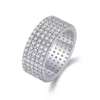 Популярное женское кольцо с 5 рядами, легкое, роскошное, высококачественное, Sense S925, серебряное кольцо с муассанитом Beauty 5