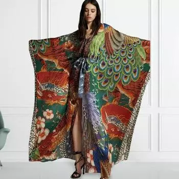 Популярное женское пляжное платье, свободная повседневная одежда, один размер, купальный костюм для летних каникул, бикини, пляжная одежда разноцветный