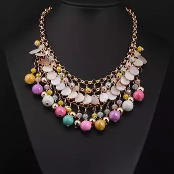 Популярное знаменитое жемчужное ожерелье с кристаллами и ракушками, многослойное короткое, модные женские украшения разноцветный