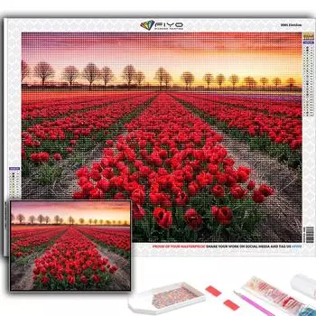 Популярные 5D Diy вышивка крестиком цветы тюльпаны живопись полная дрель набор для вышивки крестиком настенная наклейка домашний декор Full Round 20X30CM