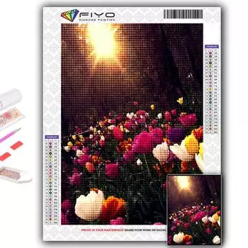 Популярные 5D Diy вышивка крестиком цветы тюльпаны живопись полная дрель набор для вышивки крестиком настенная наклейка домашний декор Full Round 20X30CM
