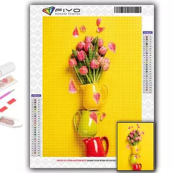 Популярные 5D Diy вышивка крестиком цветы тюльпаны живопись полная дрель набор для вышивки крестиком настенная наклейка домашний декор Full Round 20X30CM