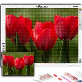 Популярные 5D Diy вышивка крестиком цветы тюльпаны живопись полная дрель набор для вышивки крестиком настенная наклейка домашний декор Full Round 20X30CM