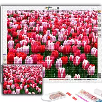 Популярные 5D Diy вышивка крестиком цветы тюльпаны живопись полная дрель набор для вышивки крестиком настенная наклейка домашний декор Full Round 20X30CM