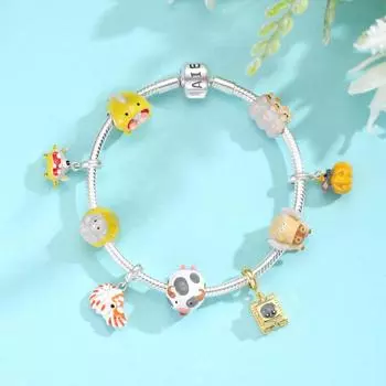 Популярные 925 пробы серебра, разноцветные подвески в виде животных, бусины для изготовления ювелирных изделий, подвески, подходят для оригинальных европейских браслетов