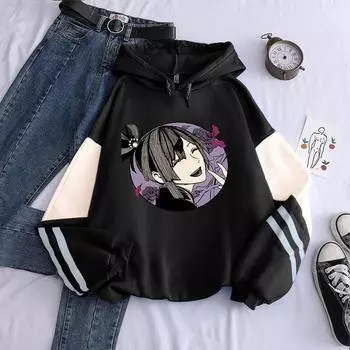 Популярные аниме Jigokuraku Yuzuriha, толстовки с принтом для мужчин и женщин, адский рай, каваи, манга, уличная одежда с графикой, повседневные толстовки большого размера S чёрный