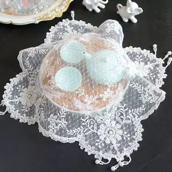Популярные белые бисером цветы вышитые скатерть чехол свадебный скатерть кухня рождественский стол украшения и аксессуары square 40cm