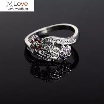 Популярные бренды 925 стерлингового серебра цвет кристалл цветок кольца для женщин размер 6-9 подвески вечеринка свадебные аксессуары подарок ювелирные изделия 8