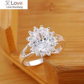 Популярные бренды 925 стерлингового серебра кристалл цветок муассанит бриллиант кольца для женщин мода свадьба вечеринка подарки ювелирные изделия 7