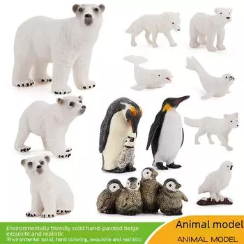 Популярные детские фигурки полярных животных: Белый медведь, императорский пингвин, тюлень, белый дельфин