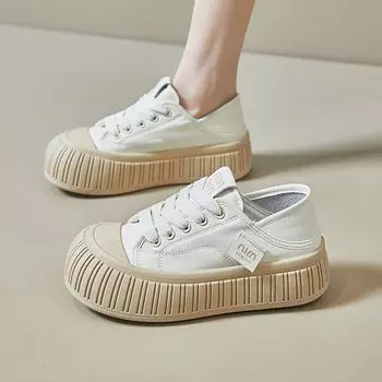 Популярные двухцветные туфли на толстой подошве super fire, женские белые туфли на лето 2025 года, новые универсальные повседневные белые туфли, женская обувь весна 35