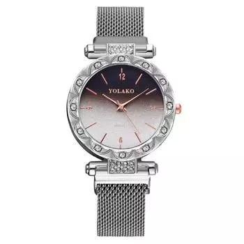 Популярные европейские и американские цифровые женские часы с постепенным изменением, женские часы с железным магнитом, кварцевым магнитом белый