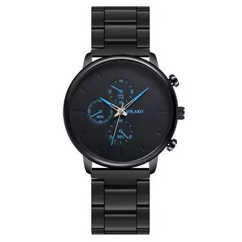 Популярные европейские и американские модные мужские часы с тремя глазами, мужские часы со стальным ремешком, кварцевые мужские часы