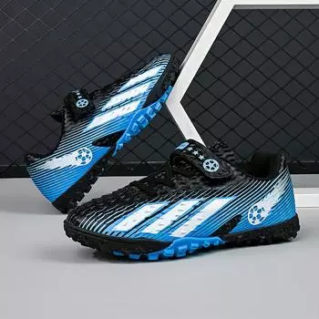 Популярные футбольные бутсы, мужские и женские сломанные ногти, нескользящая искусственная трава для учеников начальной школы, детские кроссовки на липучках, тренировочная обувь 28