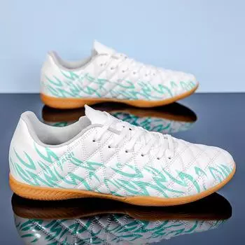 Популярные футбольные бутсы Нескользящие футбольные бутсы для закрытых помещений Футбольные бутсы для футзала зарубежного производства Футбольные бутсы с плоской подошвой 35 белый