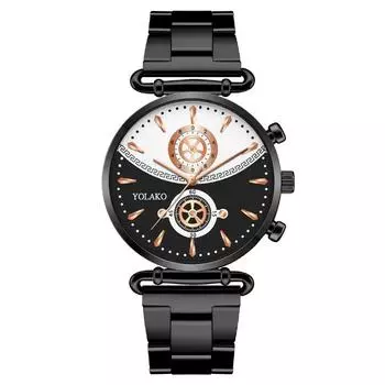 Популярные, хит продаж, модные, двухглазые, сращивающиеся, женские часы, кварцевые часы со стальным ремешком