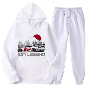 Популярные комплекты мужских спортивных костюмов RX7 JDM с однотонным принтом, повседневная толстовка с капюшоном и брюки, комплекты из 2 предметов, большой свитшот, модная мужская одежда XXXL
