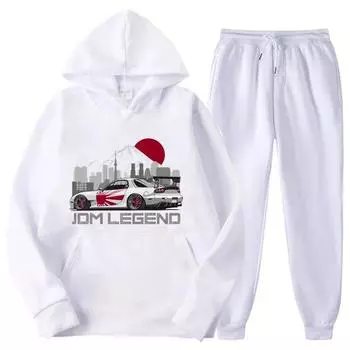 Популярные комплекты мужских спортивных костюмов RX7 JDM с однотонным принтом, повседневная толстовка с капюшоном и брюки, комплекты из 2 предметов, большой свитшот, модная мужская одежда XXXL
