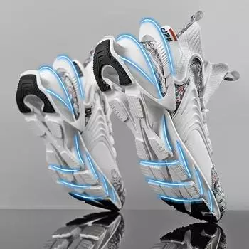 Популярные кроссовки Flying Thide с плетеным лезвием, мужские спортивные кроссовки средней и высокой высоты, дышащие сетчатые кроссовки, нескользящие и износостойкие баскетбольные кроссовки 39 белый