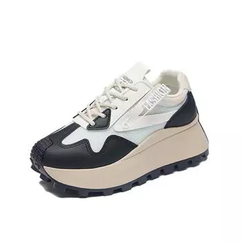 Популярные кроссовки на толстой подошве для женщин 2025 Новая весенняя коллекция Небольшое увеличение роста Супергорячие повседневные спортивные кроссовки Форрест Гамп 35 чёрный