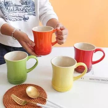 Популярные кружки с градиентом цвета в скандинавском стиле, креативная кружка-макарон, градиент цвета, крутой цвет, Радужная чашка, керамические чашки с ручным подарком 201-300ml