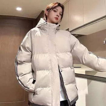 Популярные куртки с хлопковой подкладкой для мужчин, куртки с хлопковой подкладкой с двумя планками, зимние утолщенные, свободные и универсальные куртки с хлопковой подкладкой M