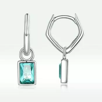 Популярные квадратные серьги-капли из циркония S925 стерлингового серебра светло-зеленого циркония женские серьги зелёный