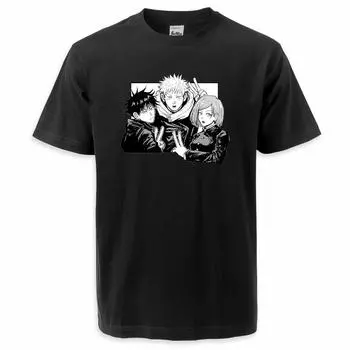 Популярные летние футболки с аниме «дзюдзюцу кайсен» для мужчин и женщин, уличная одежда с рисунком Годзё Сатору в стиле хип-хоп, футболки унисекс, футболка с круглым вырезом S чёрный