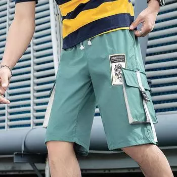 Популярные летние мужские шорты-карго, однотонные повседневные свободные рабочие брюки с несколькими карманами для фитнеса, летние мужские шорты, джоггеры M оранжевый