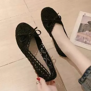 Популярные летние женские балетки, женские кружевные туфли в рыбацком стиле, женские ленивые лоферы, сандалии на плоской подошве, повседневная обувь 35 бежевый