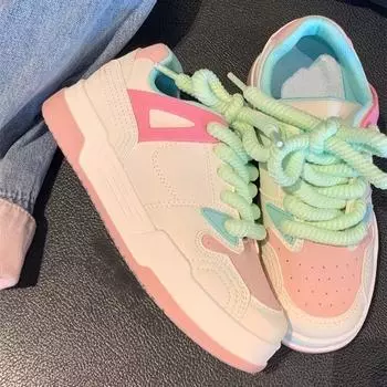 Популярные маленькие белые туфли для женщин 2025 года, весна, новые студенческие повседневные дышащие универсальные туфли с толстой подошвой, шикарные туфли-бублики для женщин 35 розовый