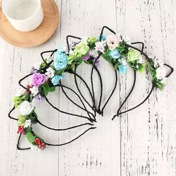 Популярные милые милые аксессуары для волос ободки для волос обруч для волос с цветком розы заколка для волос обруч для волос зелёный