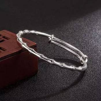 Популярные модные браслеты из стерлингового серебра s925, винтажные бамбуковые браслеты для женщин, вечерние свадебные аксессуары, регулируемые ювелирные изделия серебряный