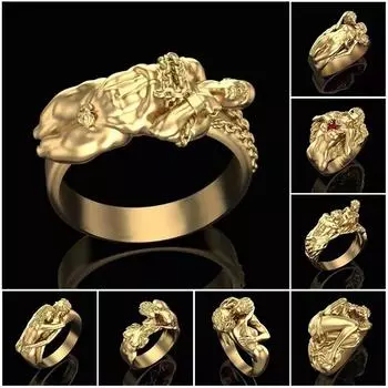 популярные модные кольца с изысканной креативностью, многопользовательские парные красавицы размером с ладонь, преувеличенные серии колец с персонажами 6