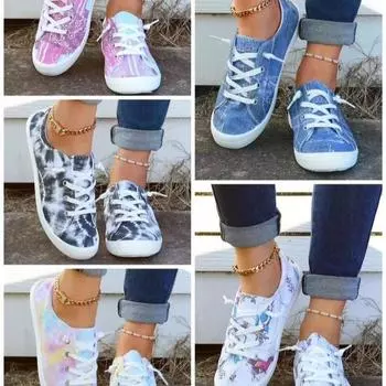 Популярные модные красочные парусиновые туфли размера плюс повседневная женская обувь с плоской подошвой 36 фиолетовый