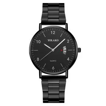 Популярные модные мужские часы с цифровым календарем, кварцевые часы со стальным ремешком