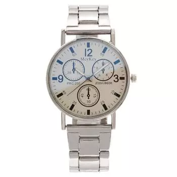 Популярные модные мужские часы с тремя глазами и синим зеркалом, мужские часы со стальным ремешком