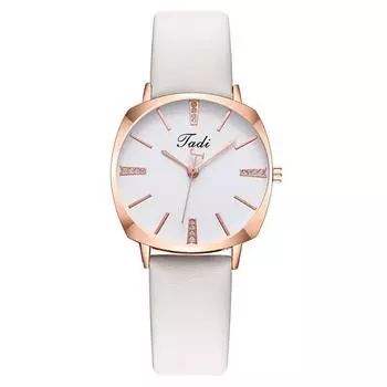 Популярные модные женские часы с квадратным циферблатом и бриллиантами, женские часы с кожаным ремешком, кварцевые часы, женские часы белый