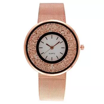 Популярные модные женские часы со стразами Quicksand, женские часы Milan Quartz Watch с сетчатым ремешком золотой