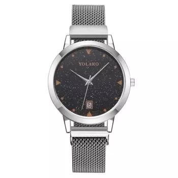 Популярные модные женские часы со звездным календарем, женские кварцевые часы Milan с сетчатым ремешком красный